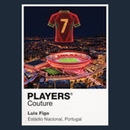 Luis Figo Portugal number 7 Icons in Lights Frame artwork in navy