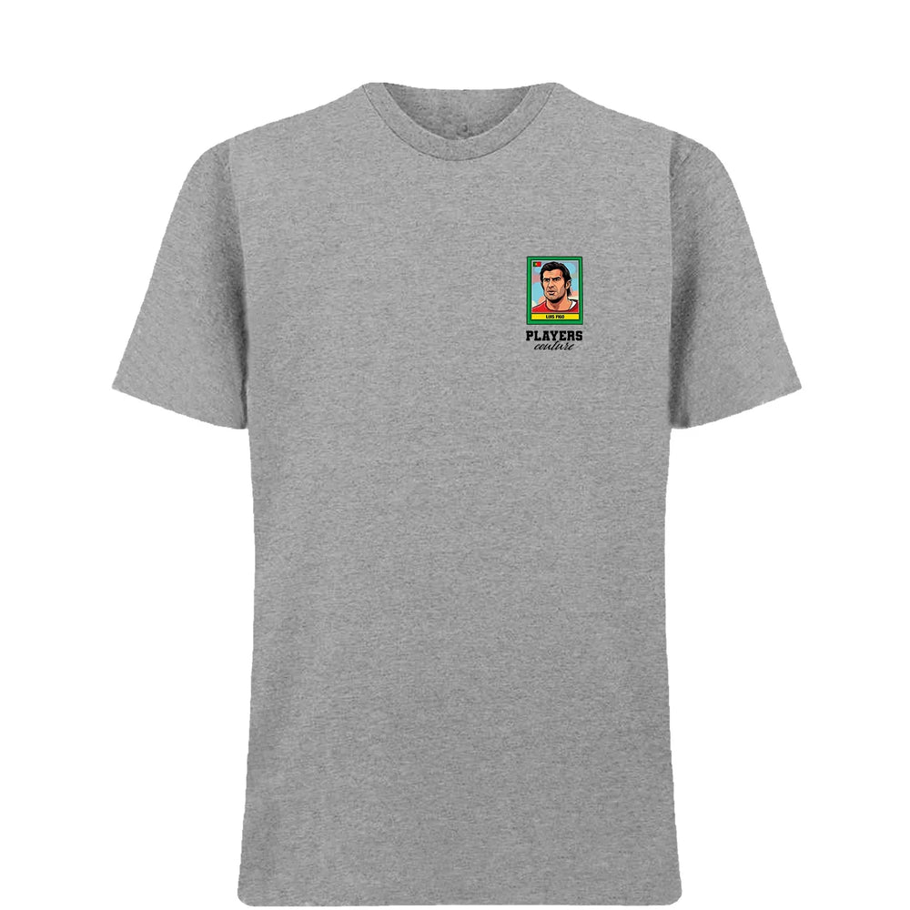 Luis Figo World Cup t-shirt – grey men's t-shirt featuring the Luis Figo World Cup Players Couture logo