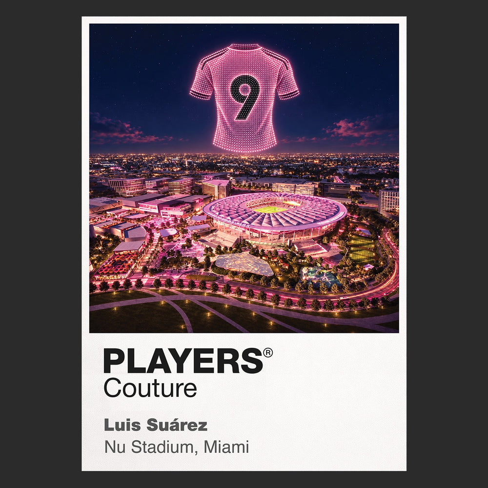 Luis Suárez Inter Miami pink number 9 Icons in Lights Frame artwork in black