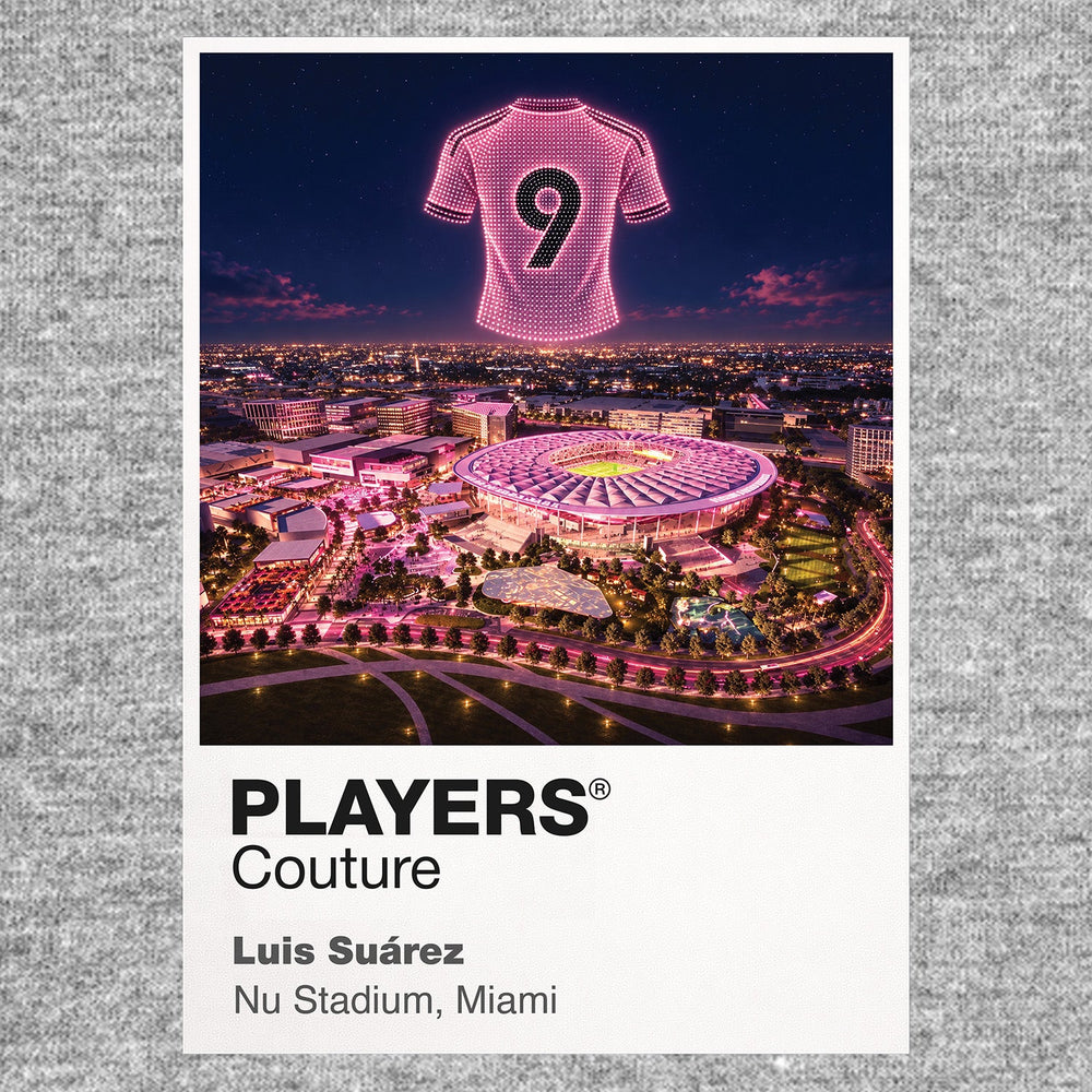 Luis Suárez Inter Miami pink number 9 Icons in Lights Frame artwork in grey