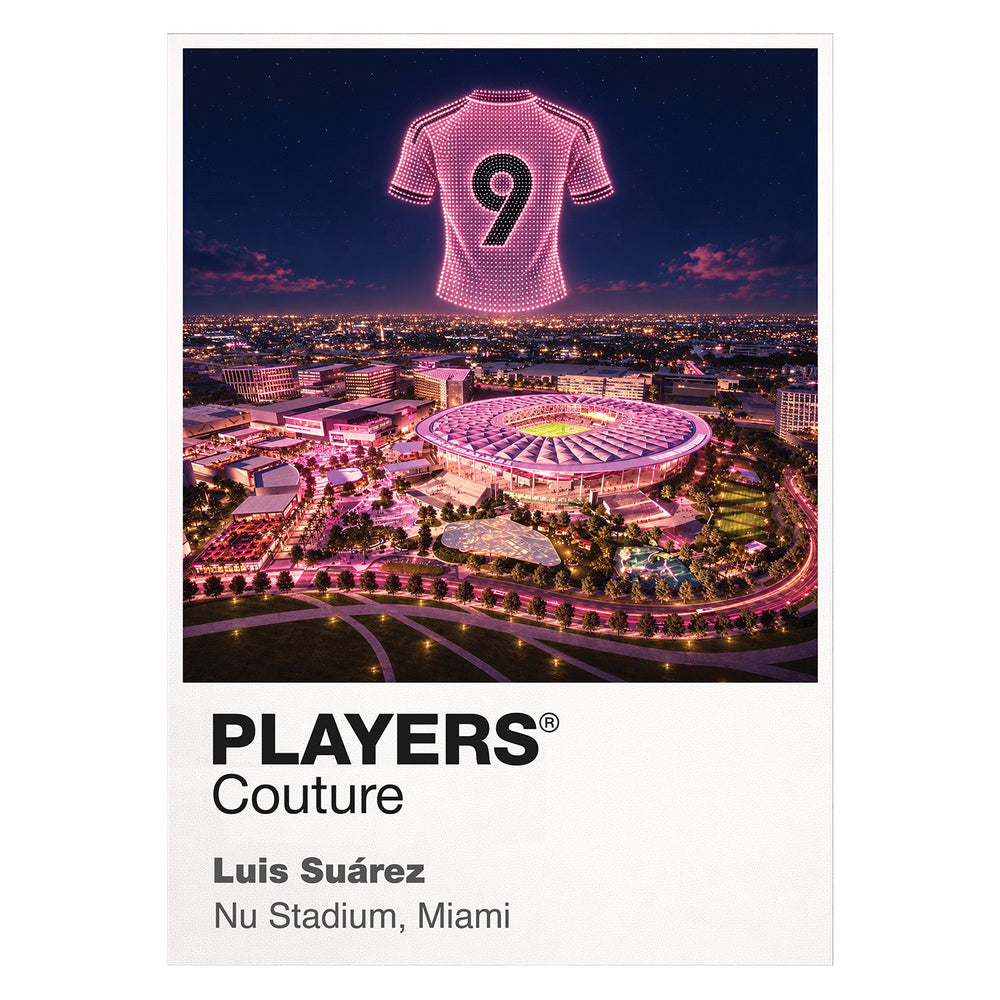 Luis Suárez Inter Miami pink number 9 Icons in Lights Frame artwork in white