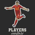 Luis Suarez Badge Men's T-Shirt – black close-up detail shot of the Luis Suarez Players Couture logo design