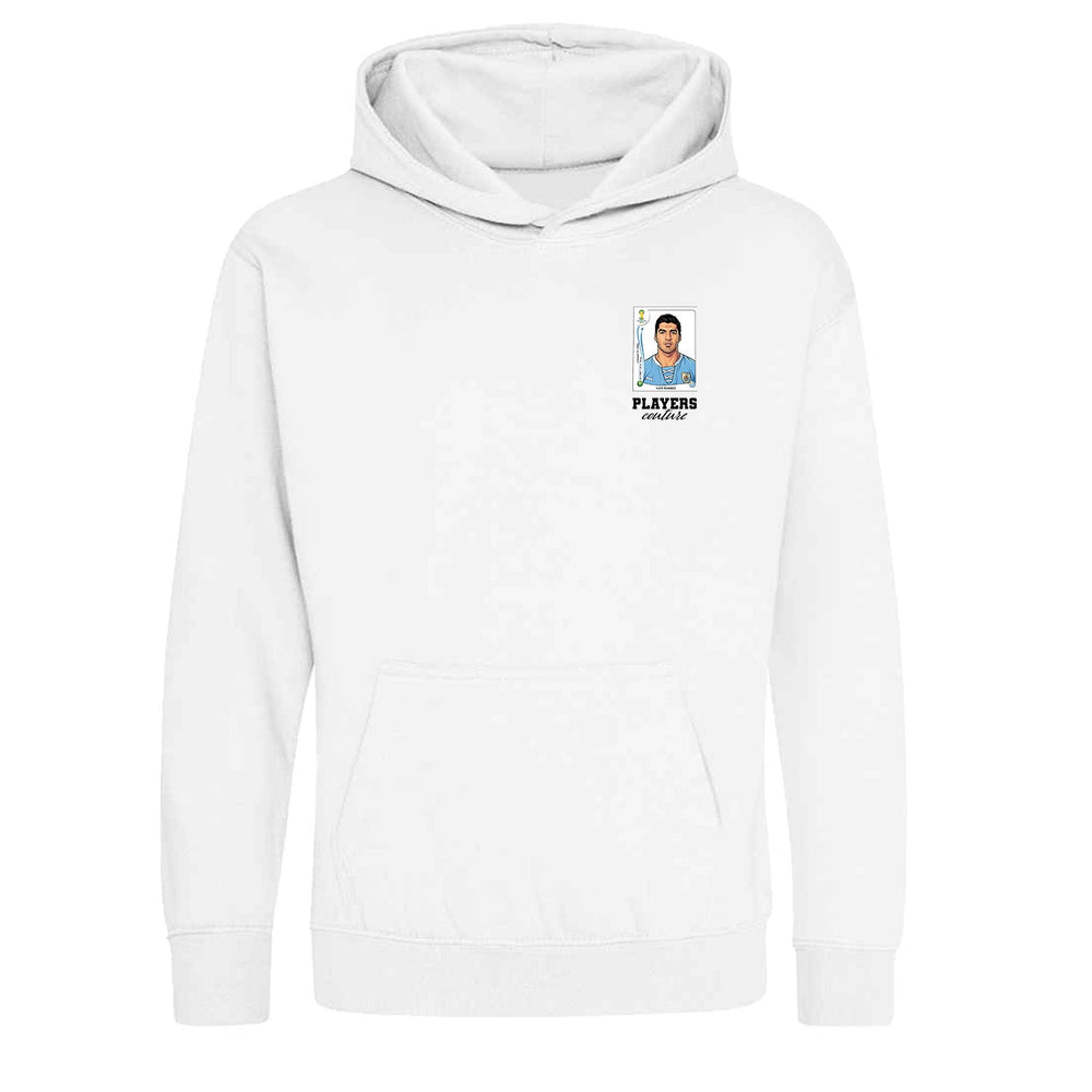 Luis Suarez World Cup Sticker Kids Hoodie – luis suarez sticker kids white hoodie Players Couture design