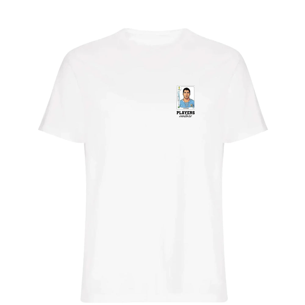 Luis Suarez World Cup t-shirt – white men's t-shirt featuring the Luis Suarez World Cup Players Couture logo