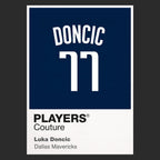 Luka Doncic 77 Jersey Frame Men's T-Shirt – black close-up detail shot of the Luka Doncic 77 Players Couture logo design