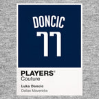 Luka Doncic 77 Jersey Frame Men's T-Shirt – grey close-up detail shot of the Luka Doncic 77 Players Couture logo design