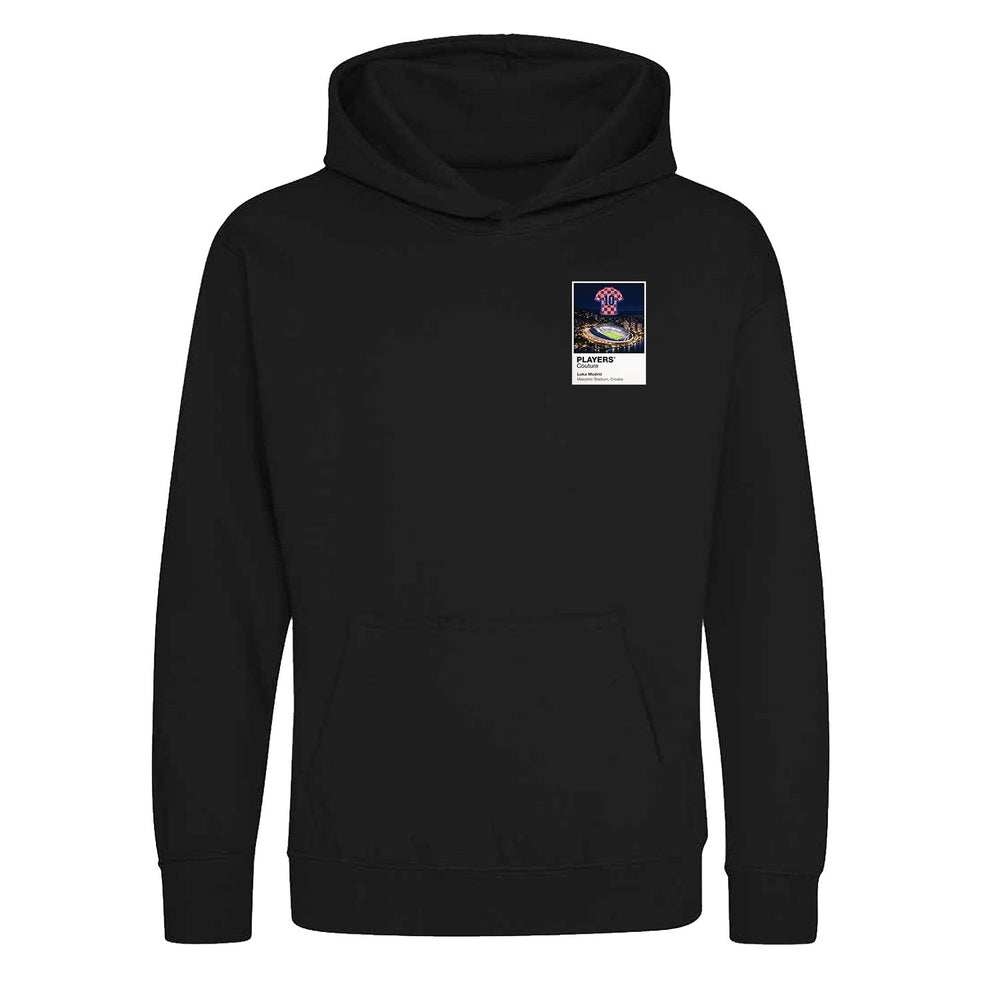 Luka Modrić Croatia Icons in Lights Frame Kids Hoodie in Black