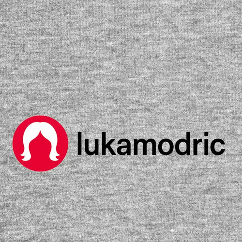 Luka Modric Logo Men's T-Shirt – grey close-up detail shot of the Luka Modric Players Couture logo design