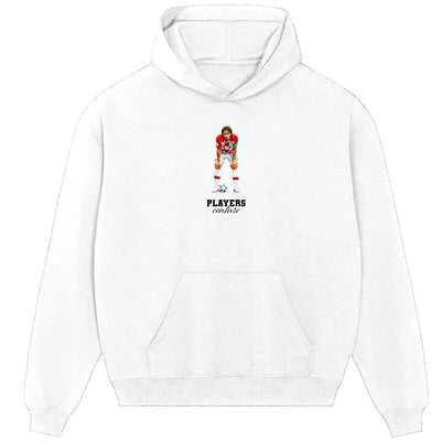 Luka Modric hoodie – white men's hoodie with black Luka Modric letters and Players Couture logo on the chest
