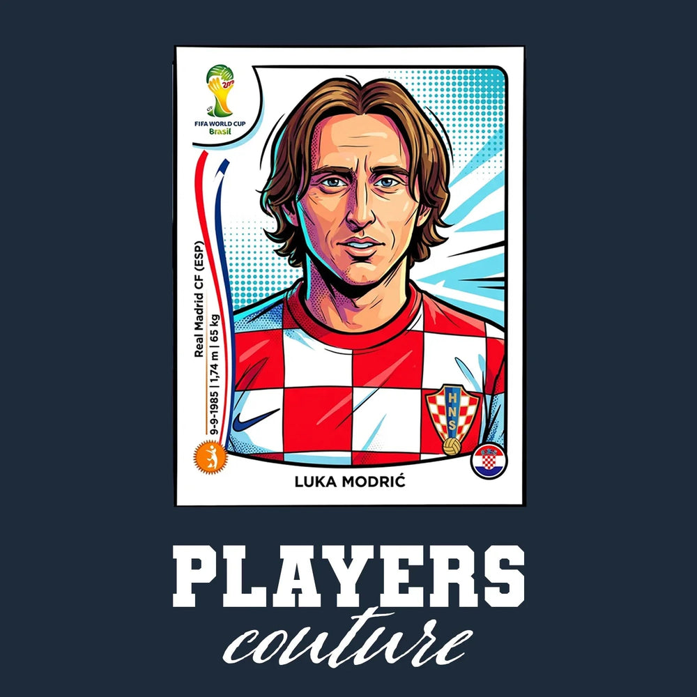 Luka Modric World Cup Sticker Kids T-Shirt – luka modric navy Players Couture design