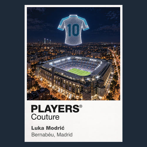 Luka Modric Real Madrid number 10 Icons in Lights Frame artwork in navy
