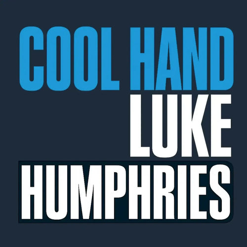Luke Humphries Logo Men's Hoodie – navy close-up detail shot of the Luke Humphries Players Couture logo design