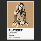 M3GAN the M3GAN android in bow, striped sleeves and poised dance stance Icon Frame artwork in black