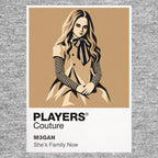 M3GAN the M3GAN android in bow, striped sleeves and poised dance stance Icon Frame artwork in grey