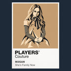 M3GAN the M3GAN android in bow, striped sleeves and poised dance stance Icon Frame artwork in navy