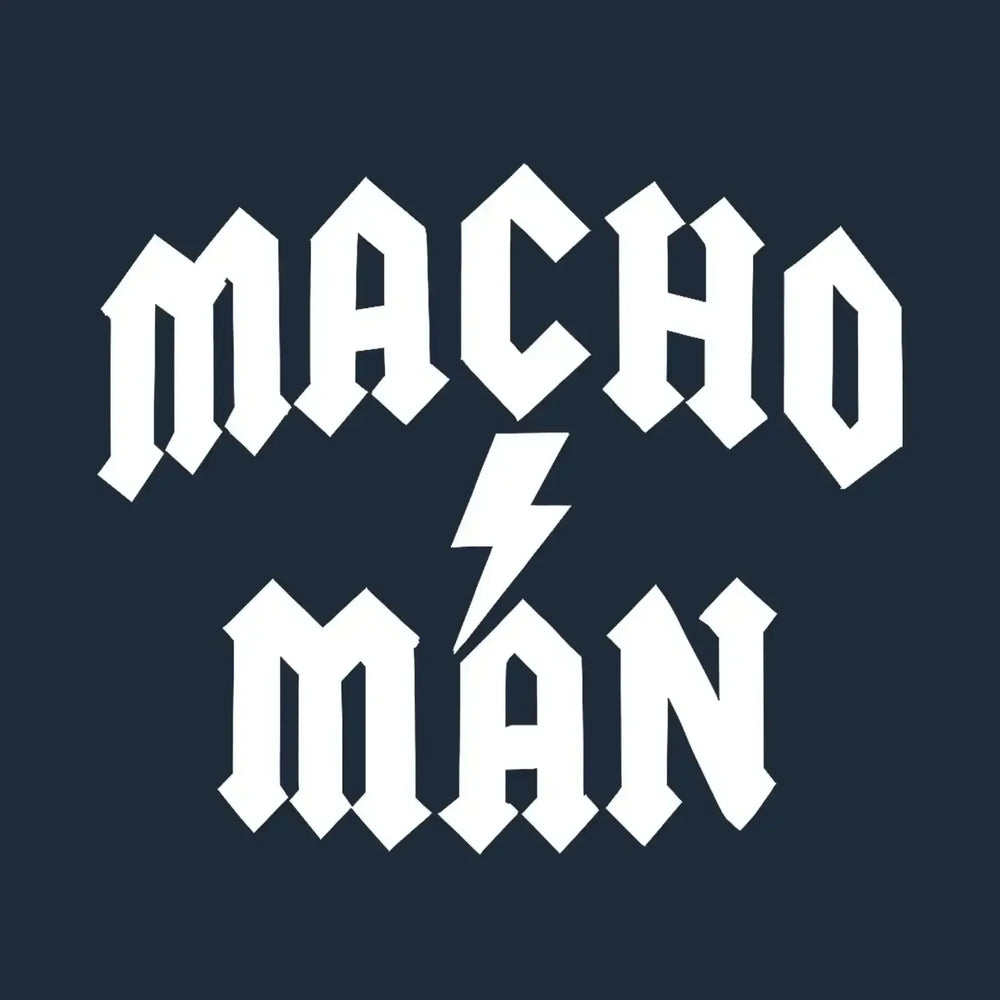 Macho Man Randy Savage Logo Men's Hoodie – navy close-up detail shot of the Macho Man Randy Savage Players Couture logo
