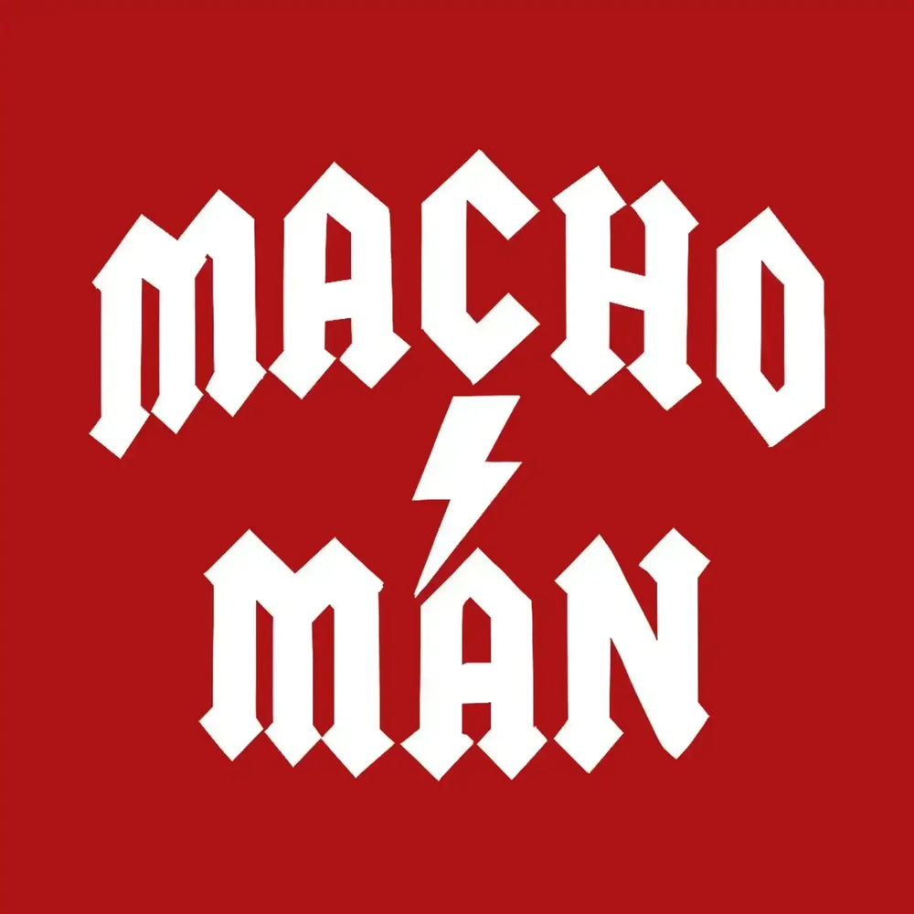 Macho Man Randy Savage Logo Men's Hoodie – red close-up detail shot of the Macho Man Randy Savage Players Couture logo design