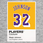 Magic Johnson 32 Yellow Jersey Frame Men's T-Shirt – grey close-up detail shot of the Magic Johnson 32 Yellow Players