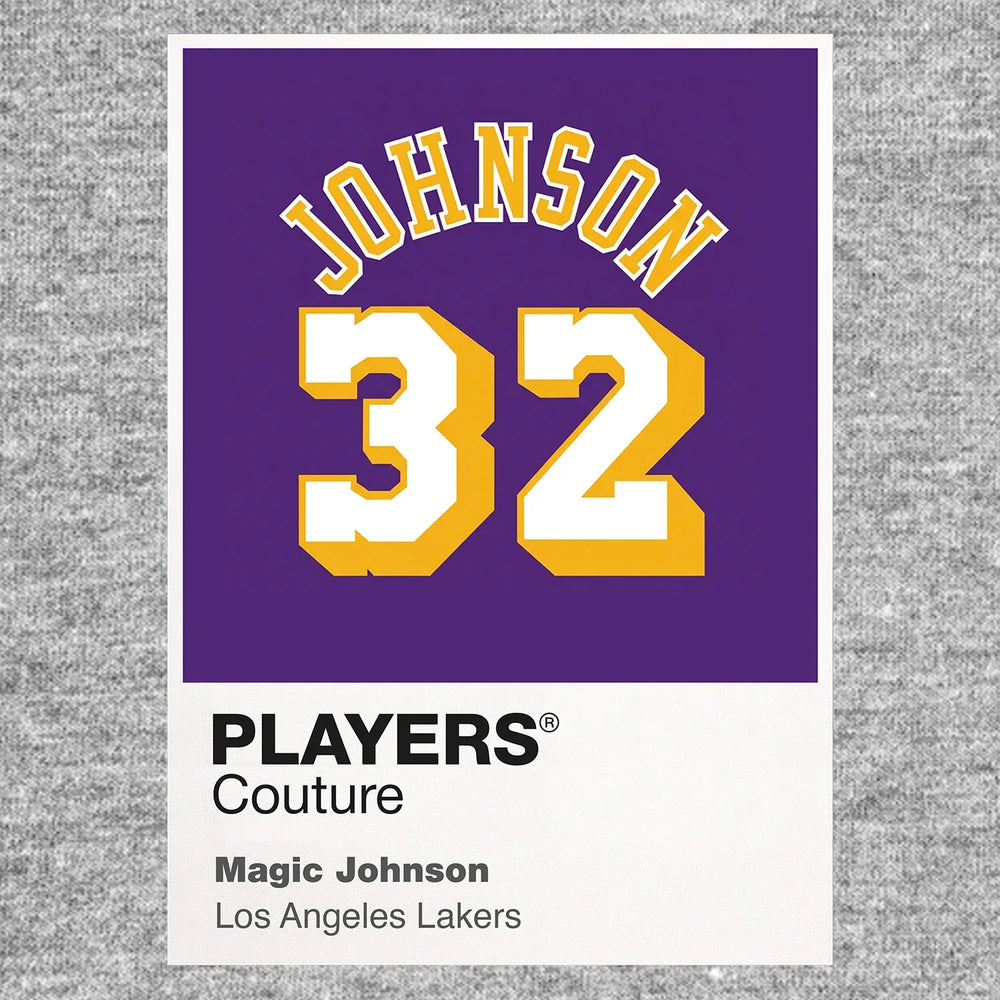 Magic Johnson 32 Purple Jersey Frame Men's T-Shirt – purple close-up detail shot of the Magic Johnson 32 Purple Players