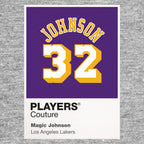 Magic Johnson 32 Purple Jersey Frame Men's T-Shirt – purple close-up detail shot of the Magic Johnson 32 Purple Players