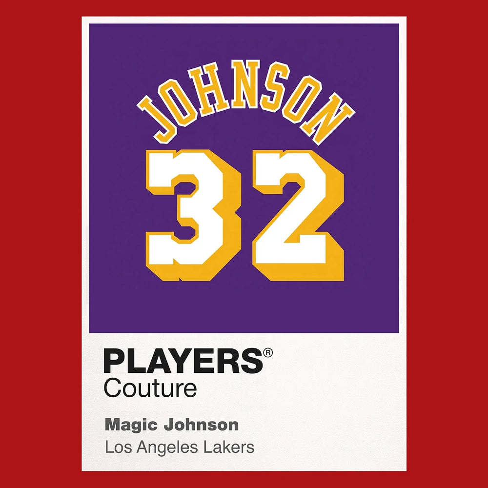 Magic Johnson 32 Purple Jersey Frame Men's T-Shirt – purple close-up detail shot of the Magic Johnson 32 Purple Players