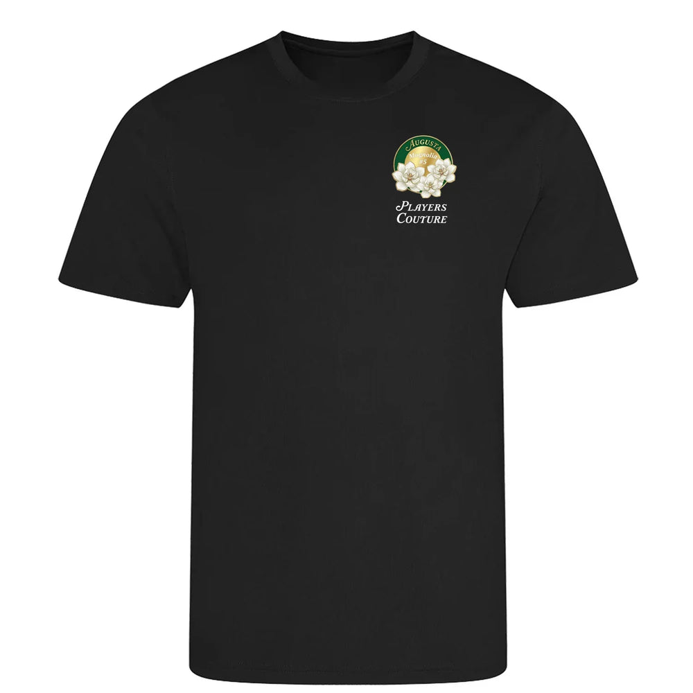Magnolia Augusta Golf Ball Marker t-shirt – black men's t-shirt with white Magnolia Augusta Golf Ball Marker letters and