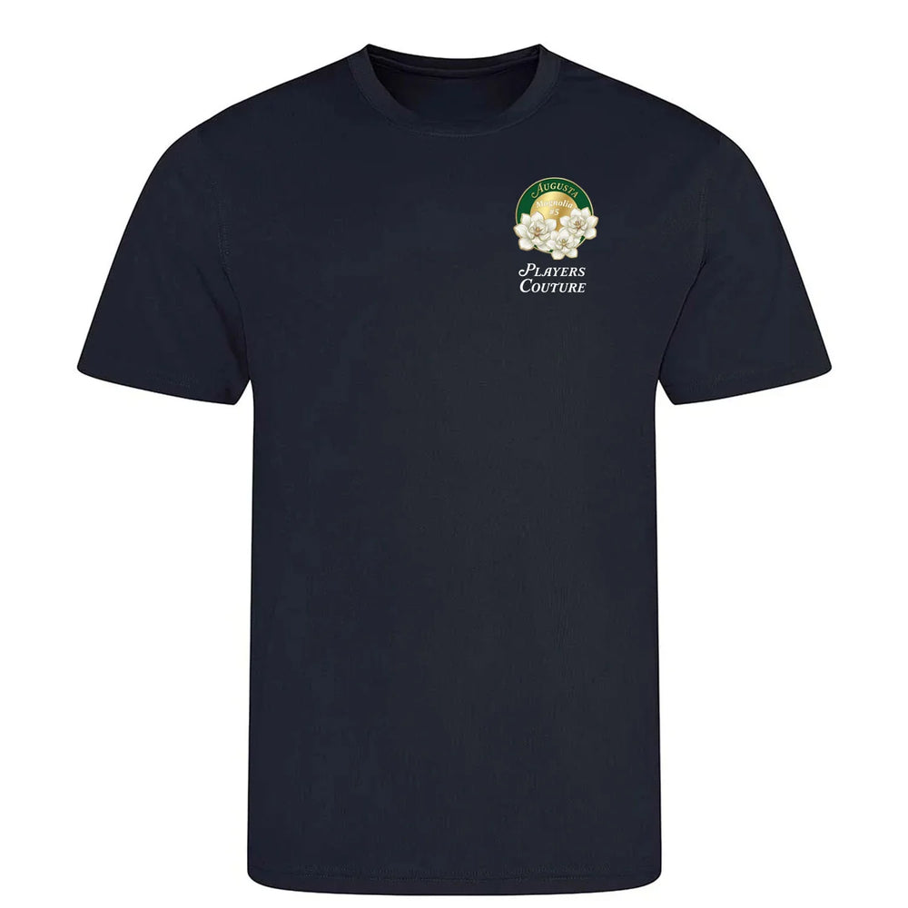 Magnolia Augusta Golf Ball Marker t-shirt – navy men's t-shirt with white Magnolia Augusta Golf Ball Marker letters and