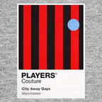 Manchester City Away Classic Football Shirt Colours Frame Men's T-Shirt – grey close-up detail shot of the Manchester City