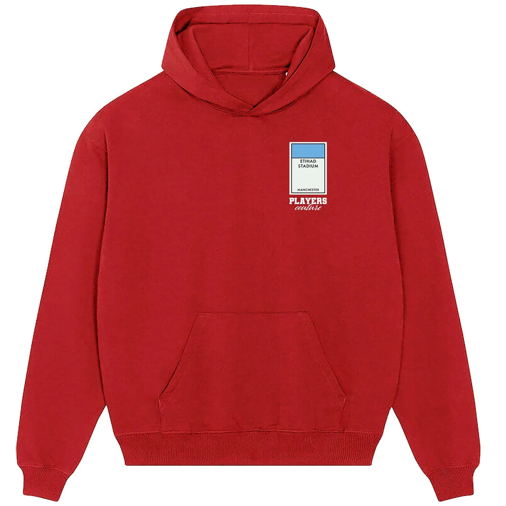 Manchester City Monopoly Card Players Couture Men's Hoodie - Red / S | Football, Hoodies, Manchester City, Men's, Monopoly Card Collection, Volume 2