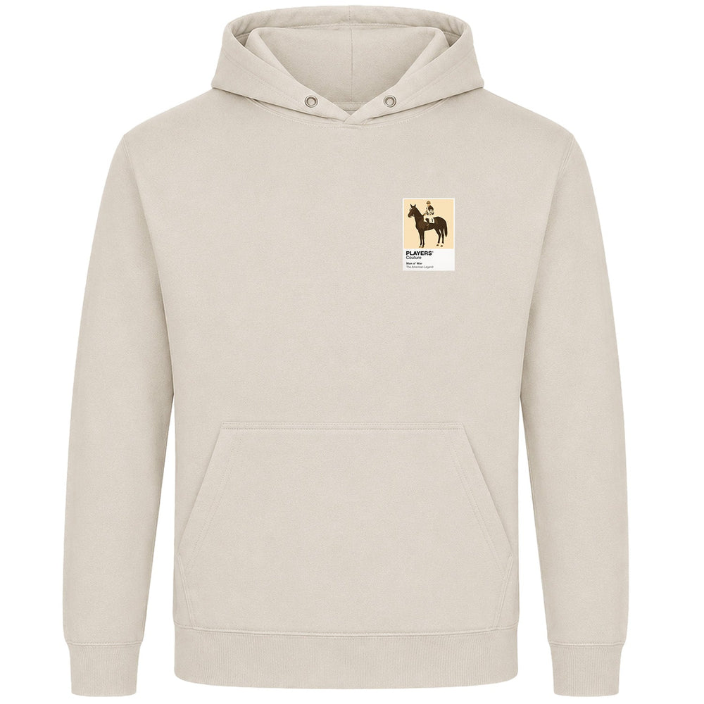 Man o’ War horse racing hoodie – mens stone hoodie view