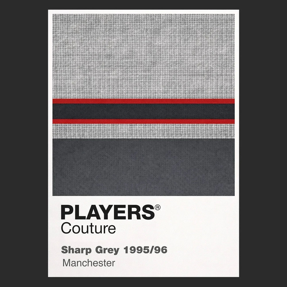 Manchester United Grey Classic Football Shirt Colours Frame Men's Hoodie – grey close-up detail shot of the Manchester