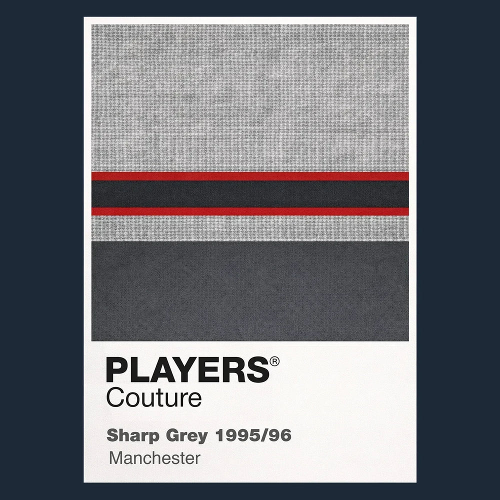 Manchester United Grey Classic Football Shirt Colours Frame Men's Hoodie – grey close-up detail shot of the Manchester