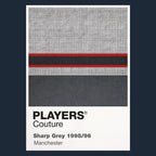 Manchester United Grey Classic Football Shirt Colours Frame Men's Hoodie – grey close-up detail shot of the Manchester