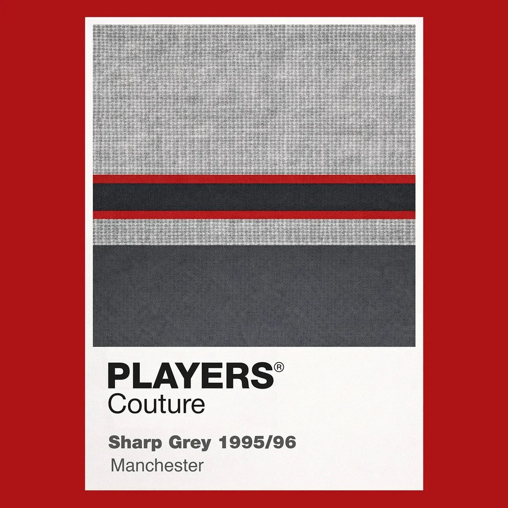Manchester United Grey Classic Football Shirt Colours Frame Men's Hoodie – grey close-up detail shot of the Manchester