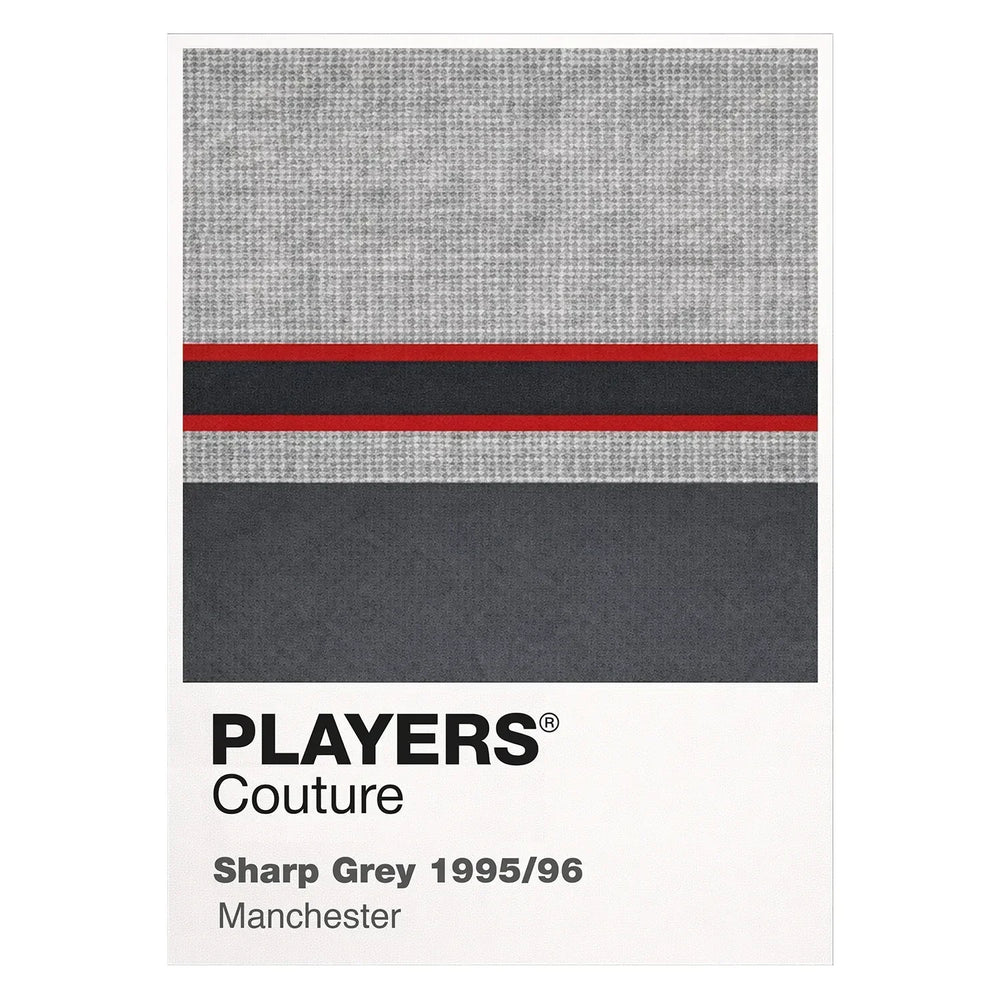 Manchester United Grey Classic Football Shirt Colours Frame Men's Hoodie – grey close-up detail shot of the Manchester