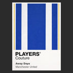 Manchester United Blue & White Classic Football Shirt Colours Frame Men's T-Shirt – blue close-up detail shot of the