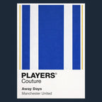 Manchester United Blue & White Classic Football Shirt Colours Frame Men's T-Shirt – blue close-up detail shot of the