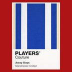 Manchester United Blue & White Classic Football Shirt Colours Frame Men's T-Shirt – blue close-up detail shot of the