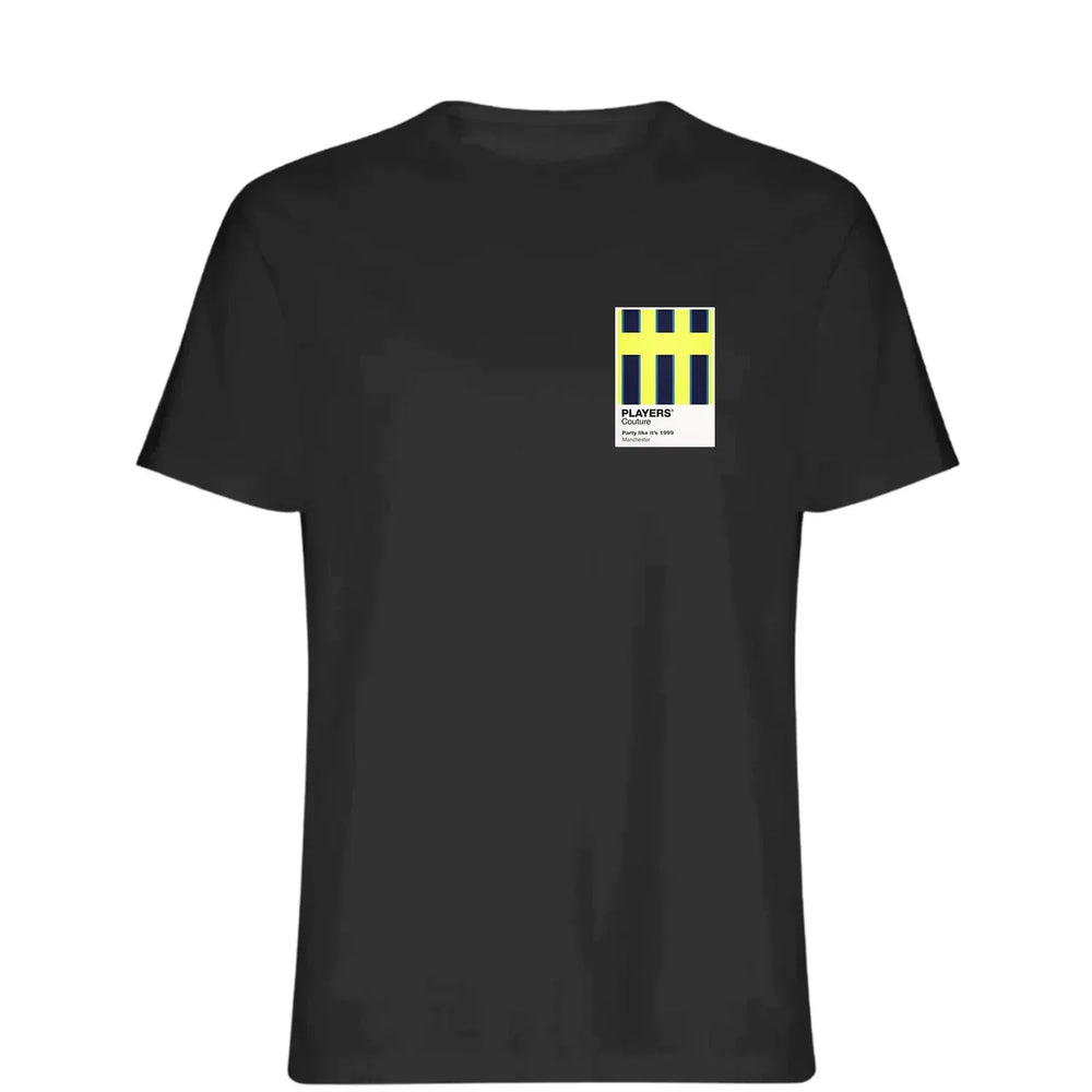 Manchester City Away 1999 t-shirt – black men's t-shirt featuring the Manchester City Away 1999 Players Couture logo