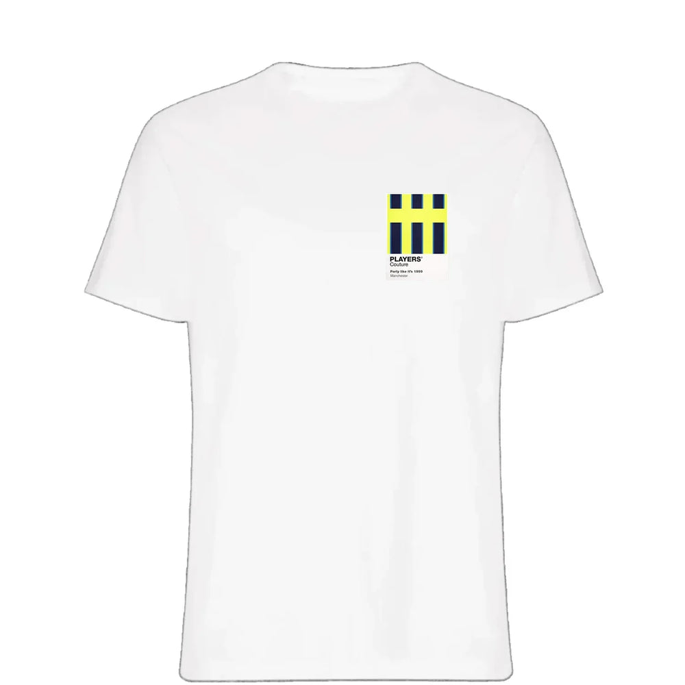 Manchester City Away 1999 t-shirt – white men's t-shirt featuring the Manchester City Away 1999 Players Couture logo
