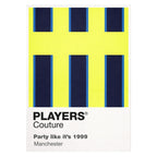 Manchester City Away 1999 Classic Football Shirt Colours Frame Men's T-Shirt – white close-up detail shot of the Manchester
