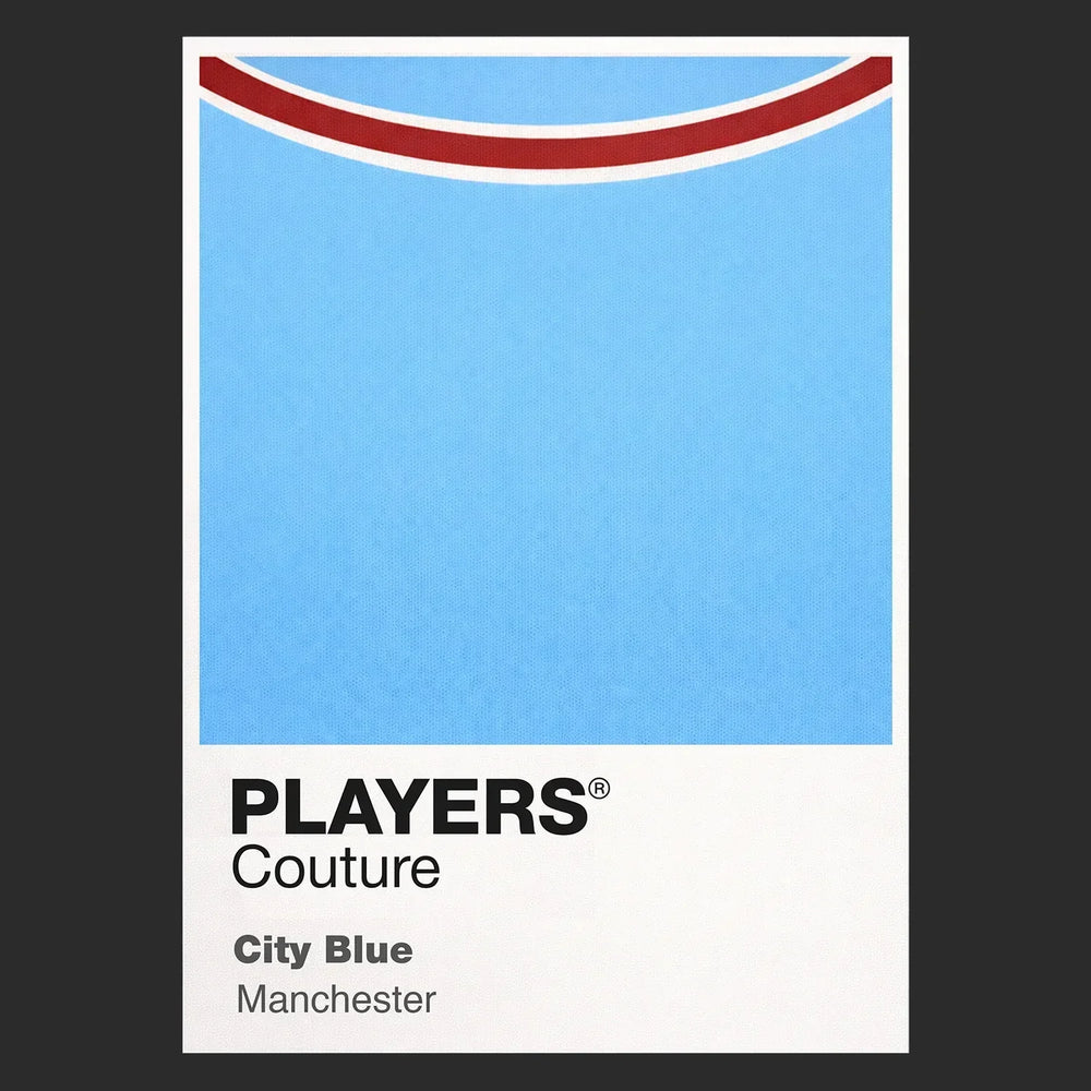 Manchester City Classic Football Shirt Colours Frame Men's T-Shirt – black close-up detail shot of the Manchester City