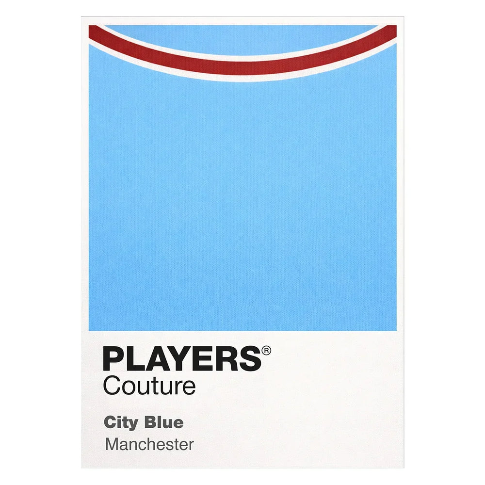 Manchester City Classic Football Shirt Colours Frame Men's T-Shirt – white close-up detail shot of the Manchester City