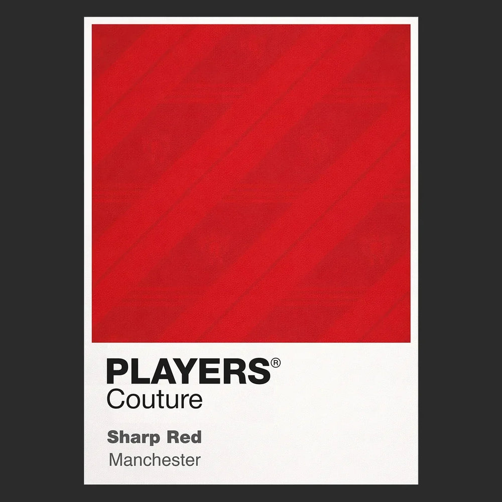 Manchester United Red Classic Football Shirt Colours Frame Men's T-Shirt – red close-up detail shot of the Manchester United
