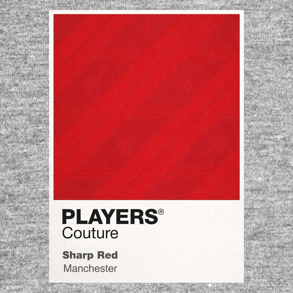Manchester United Red Classic Football Shirt Colours Frame Men's T-Shirt – red close-up detail shot of the Manchester United