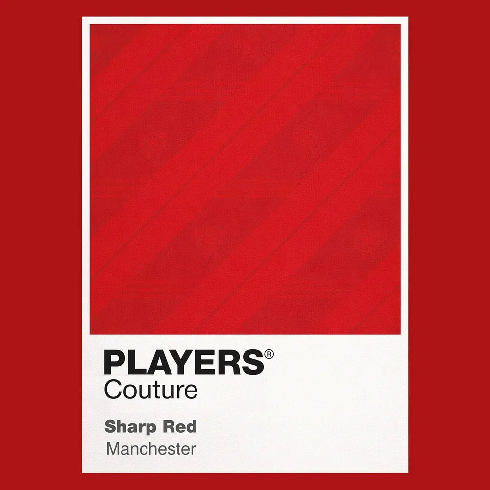 Manchester United Red Classic Football Shirt Colours Frame Men's T-Shirt – red close-up detail shot of the Manchester United