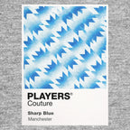 Manchester United Sharp Blue Classic Football Shirt Colours Frame Men's T-Shirt – blue close-up detail shot of the