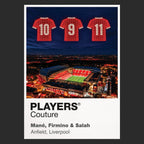 Sadio Mane Roberto Firmino and Mohamed Salah Liverpool Icons in Lights Frame artwork in black