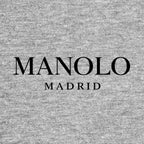 Manolo Logo Men's Hoodie – grey close-up detail shot of the Manolo Players Couture logo design