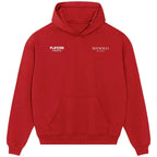 Manolo hoodie – red men's hoodie featuring the Manolo Players Couture logo